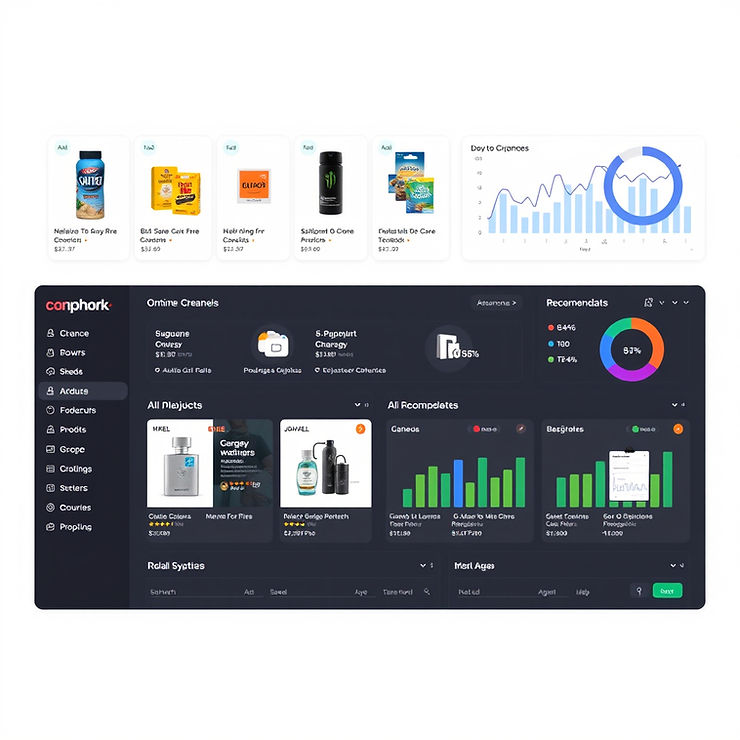 Omnichannel e-commerce platform dashboard showing product listings, analytics, and AI-driven recommendations.