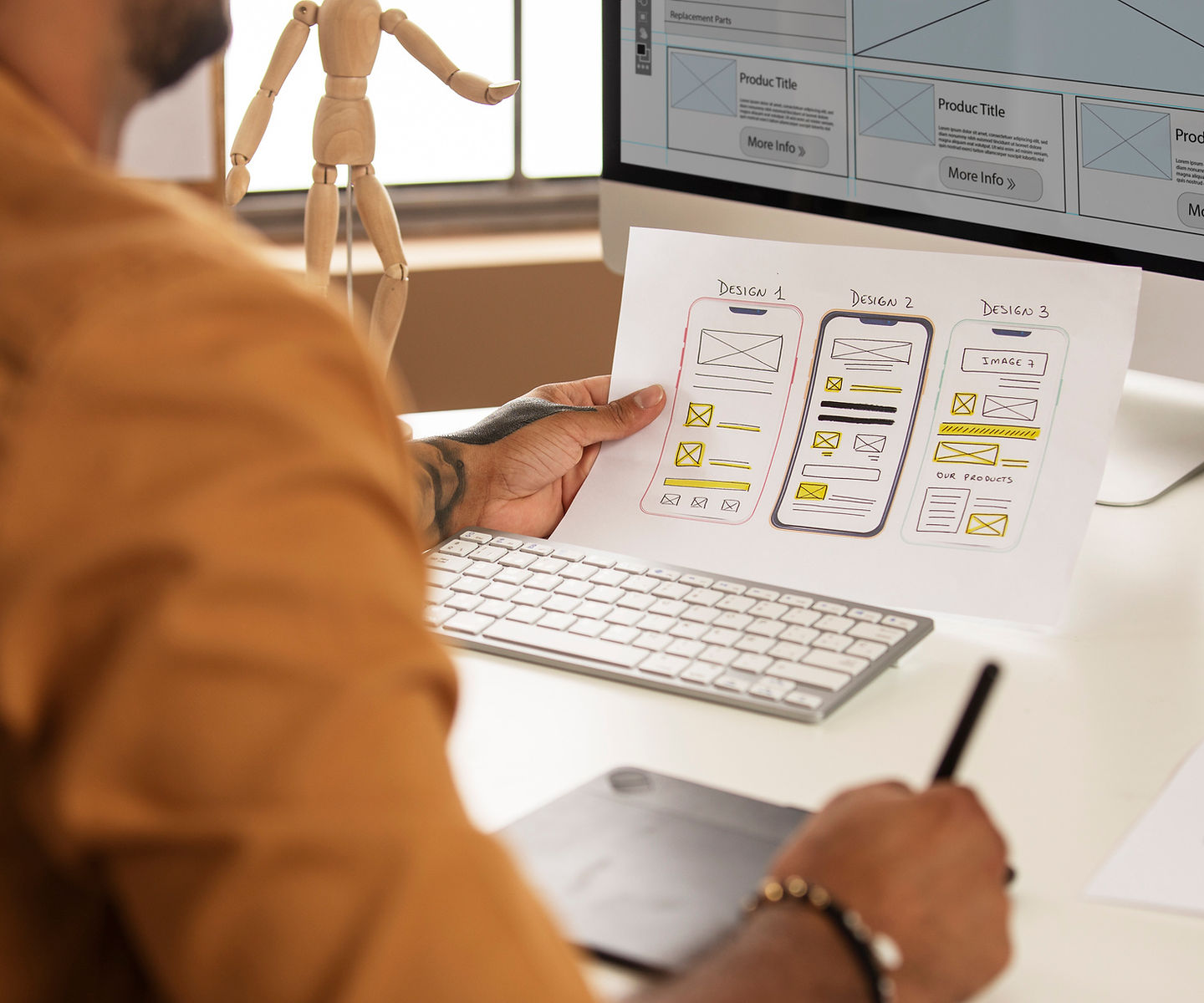man working with computer
