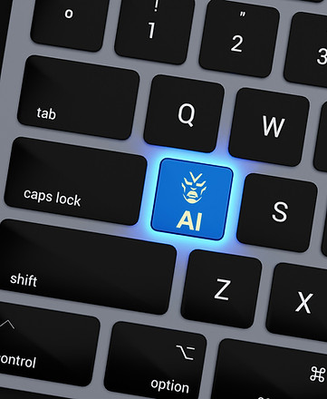 keyboard with AI button in te middle