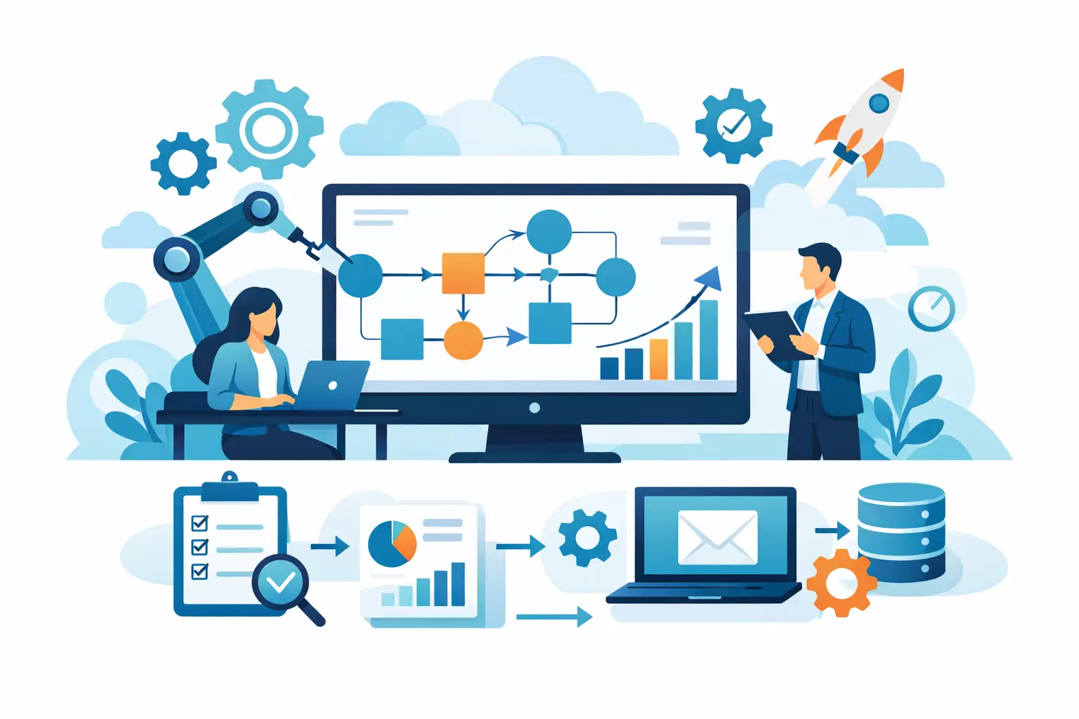 Choosing the best business automation software for Salesforce — native Flow, integration platforms, RPA, and custom AI layers.