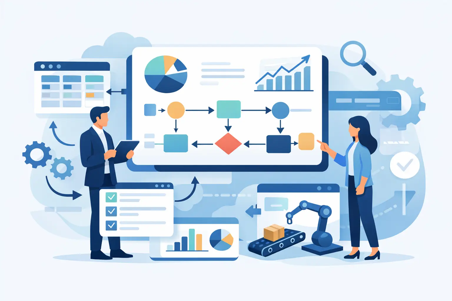 Business process management software coordinating approvals, rules, integrations, and exception handling across CRM, ERP, and document systems.